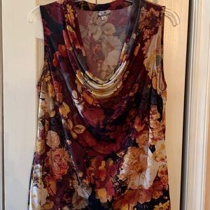 Sleeveless draped front blouse